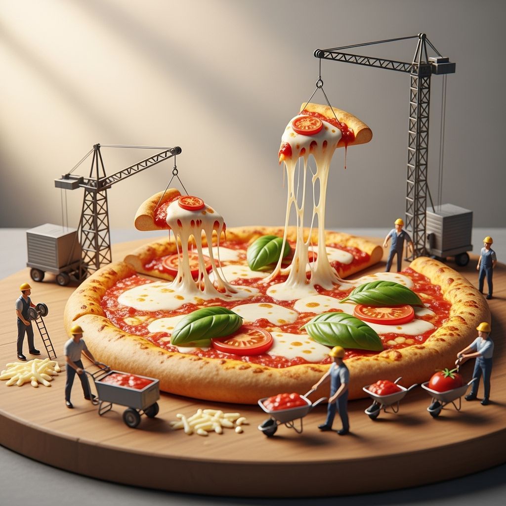Hyper-Realistic Giant Pizza Construction Site