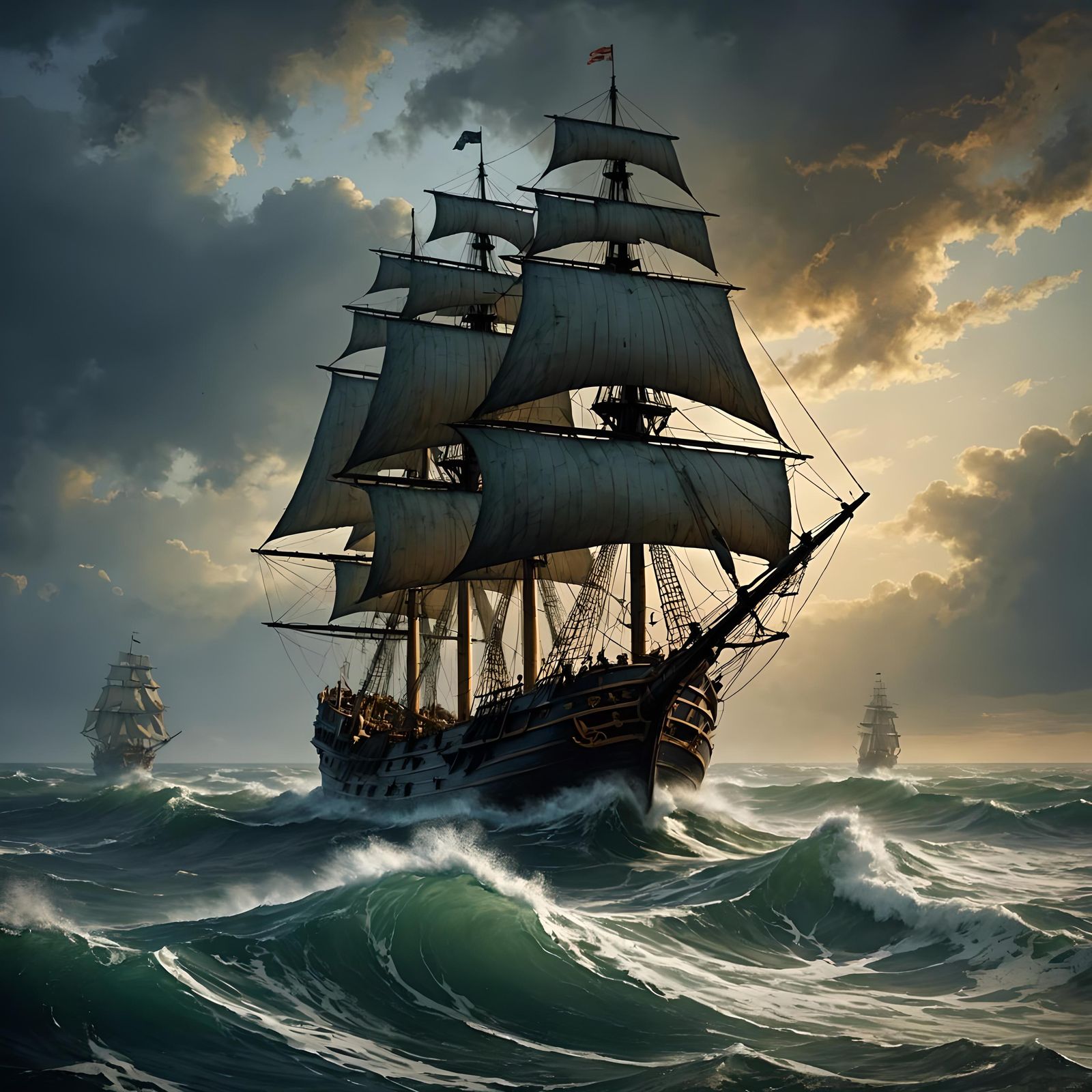 Pirate Ship in Rough Seas