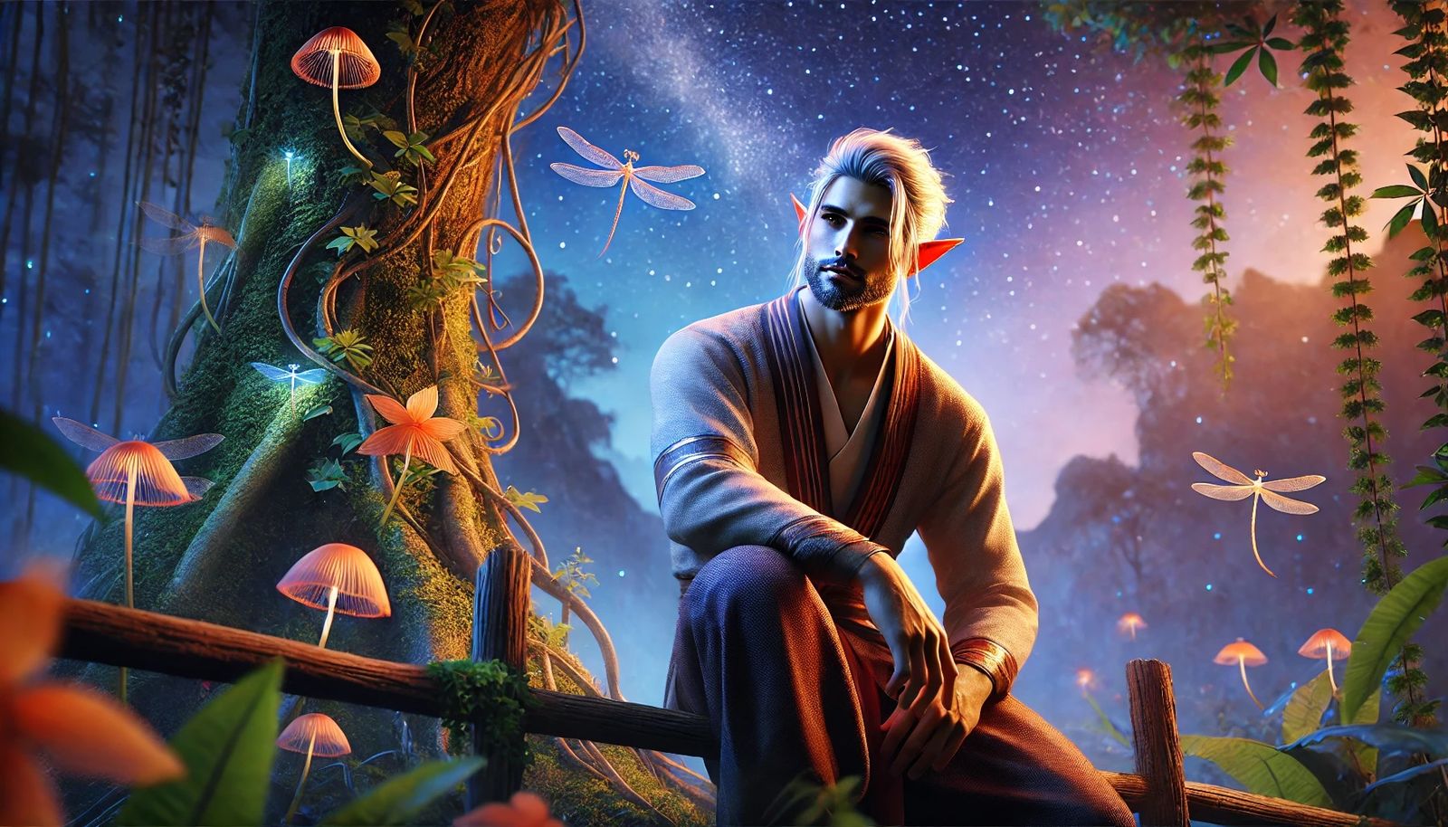 Elf guy and flowers (Dall-E by ChatGPT)