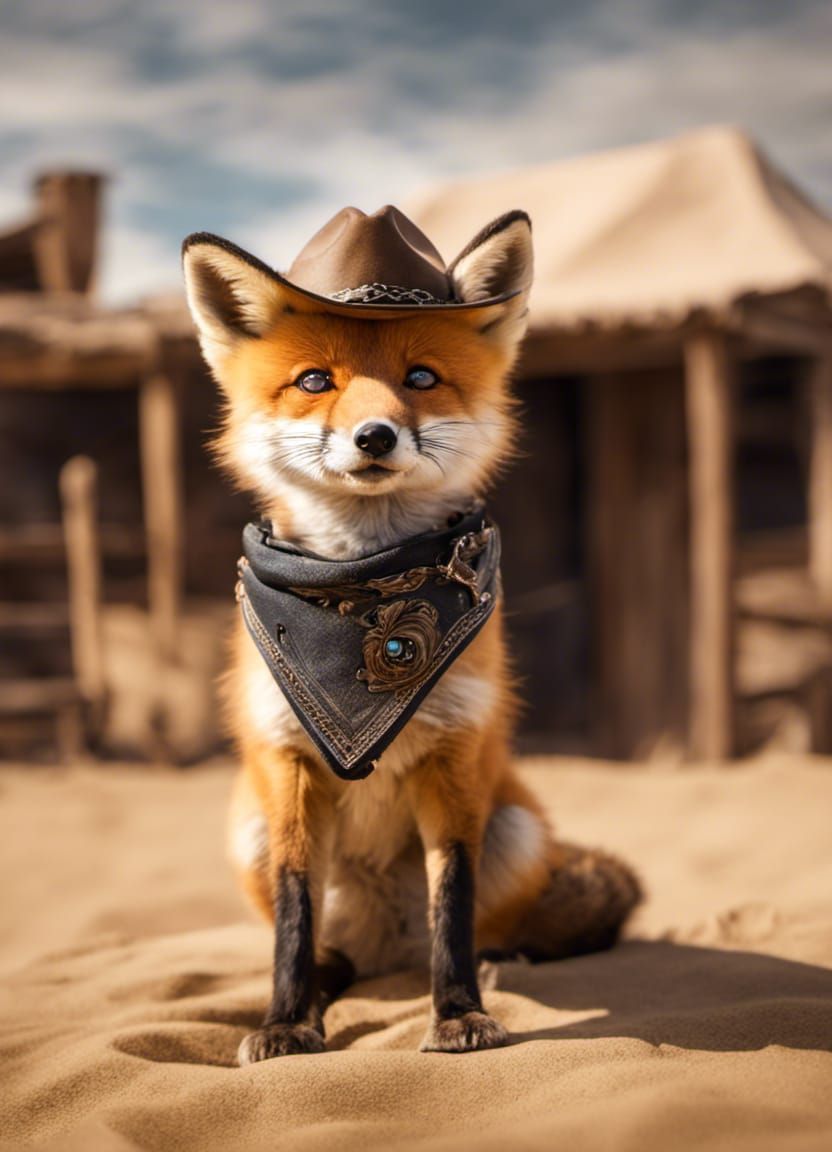 Adorable Cowboy Fox Rides into the Desert Storm