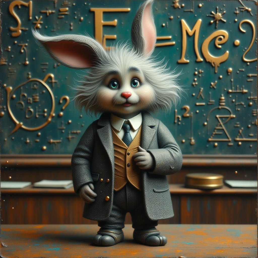 Anthropomorphic Einstein rabbit  by @beth 