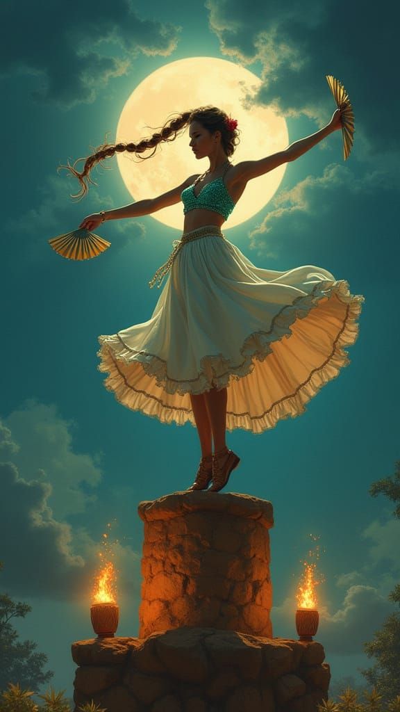 Jean dances in the moonlight