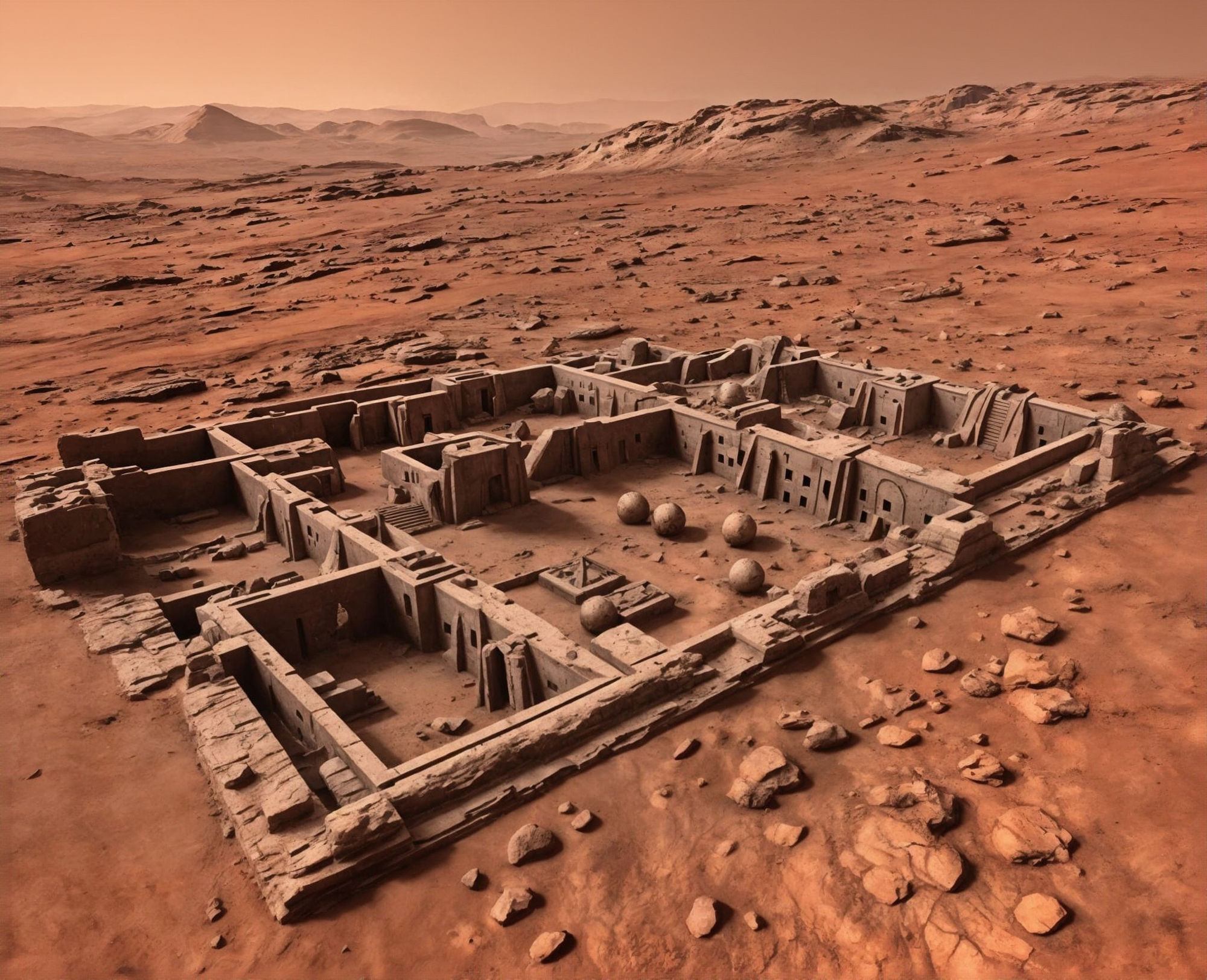 Ancient alien ruins on mars with enigmatic spheres