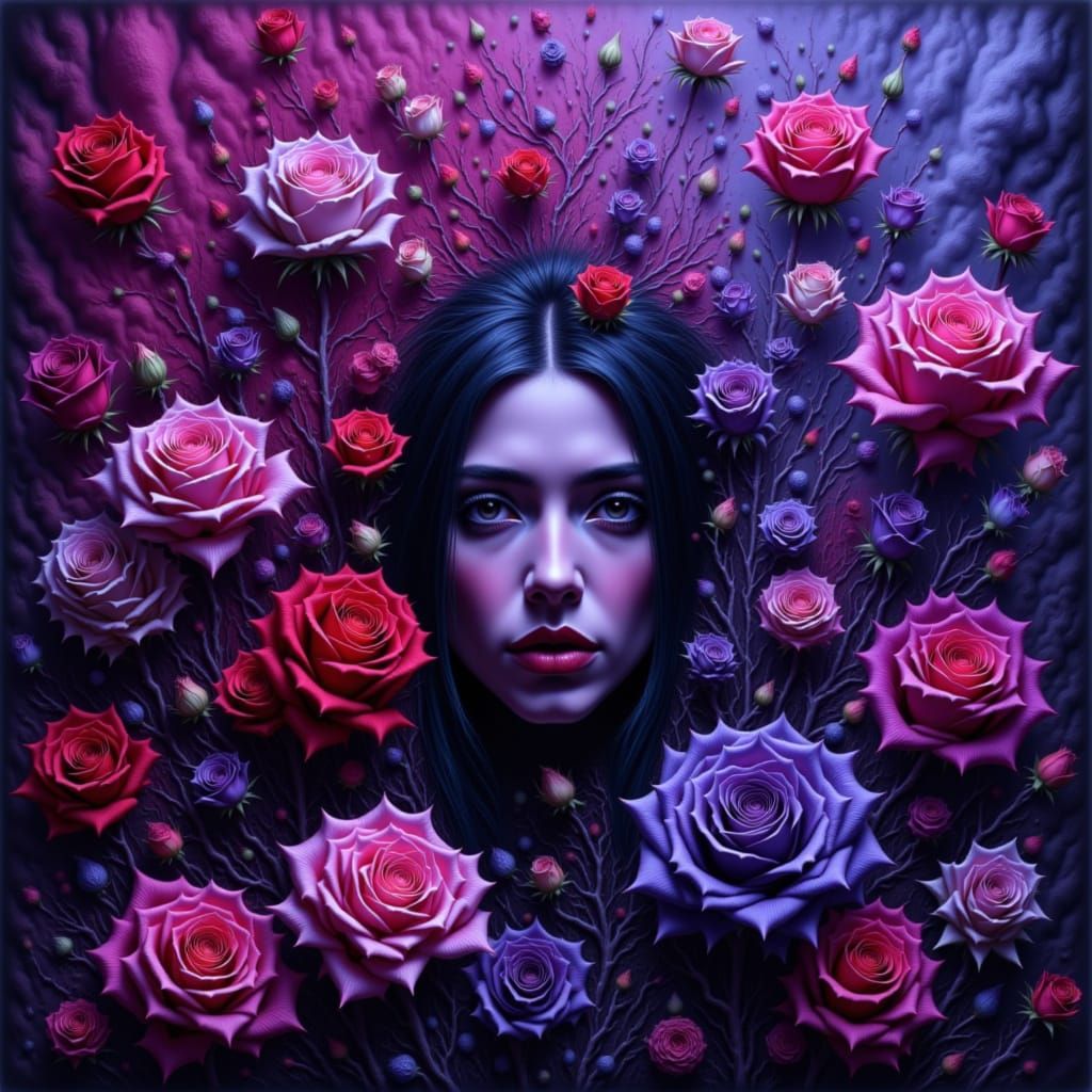 <lora:Grim Flowers:1.0>  Grimm flowers bloom into punk goth rave