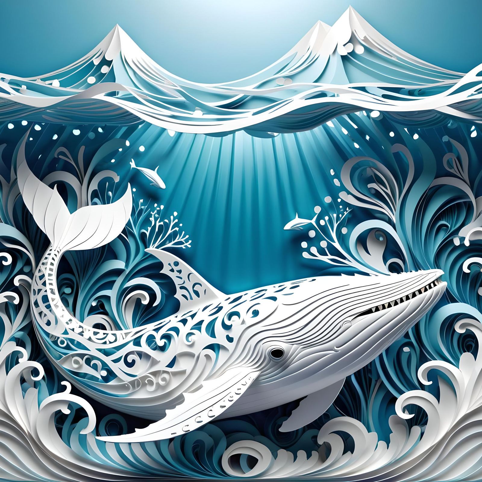 Kirigami Whale  by @Dulcineia