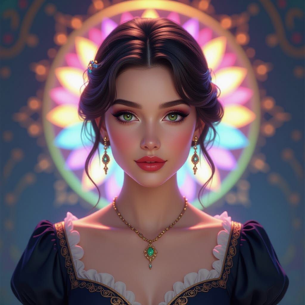 Elegant Woman Portrait in Fantasy Realism Style