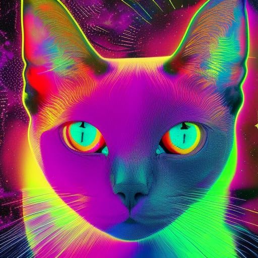 Siamese cat psychedelic art undefined