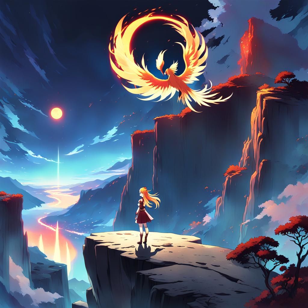 Ethereal Girl Amidst Lunar Eclipse