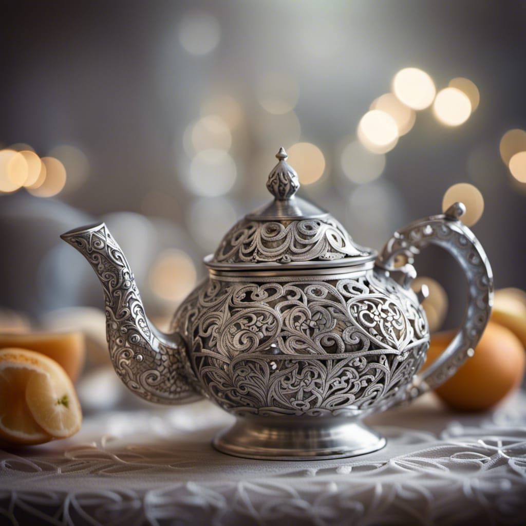 silver filigree teapot AI Generated Artwork NightCafe Creator