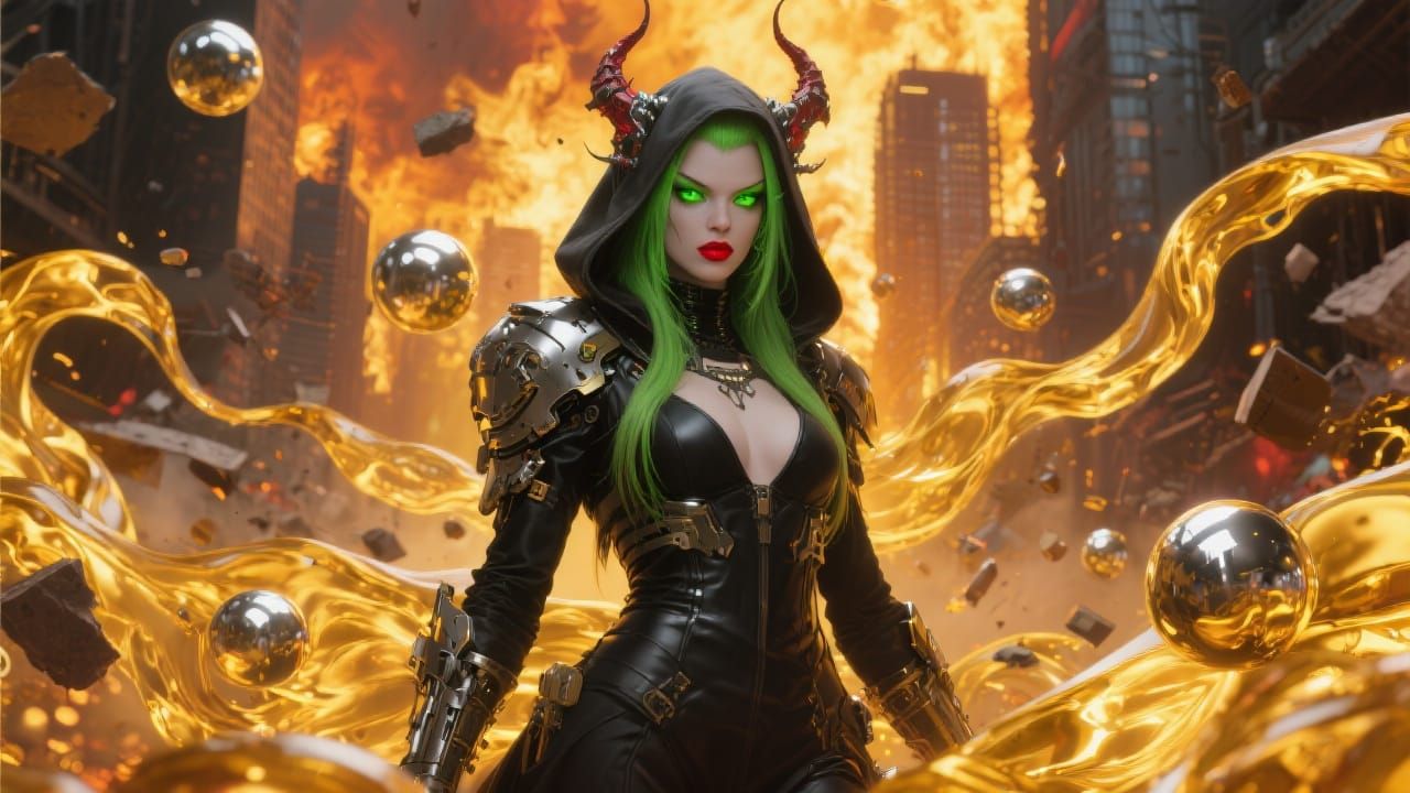 Create an image of Create an imageFluid waves of molten liquid gold with intricate textures and reflections interlacing with highly polished...