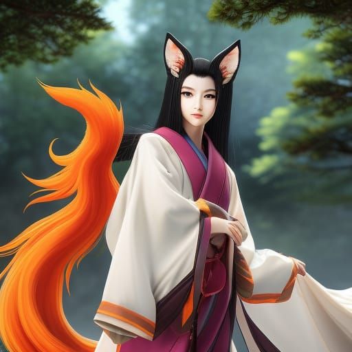 The AI's try at a kitsune  by @undefined