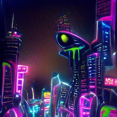 dark neon alien city