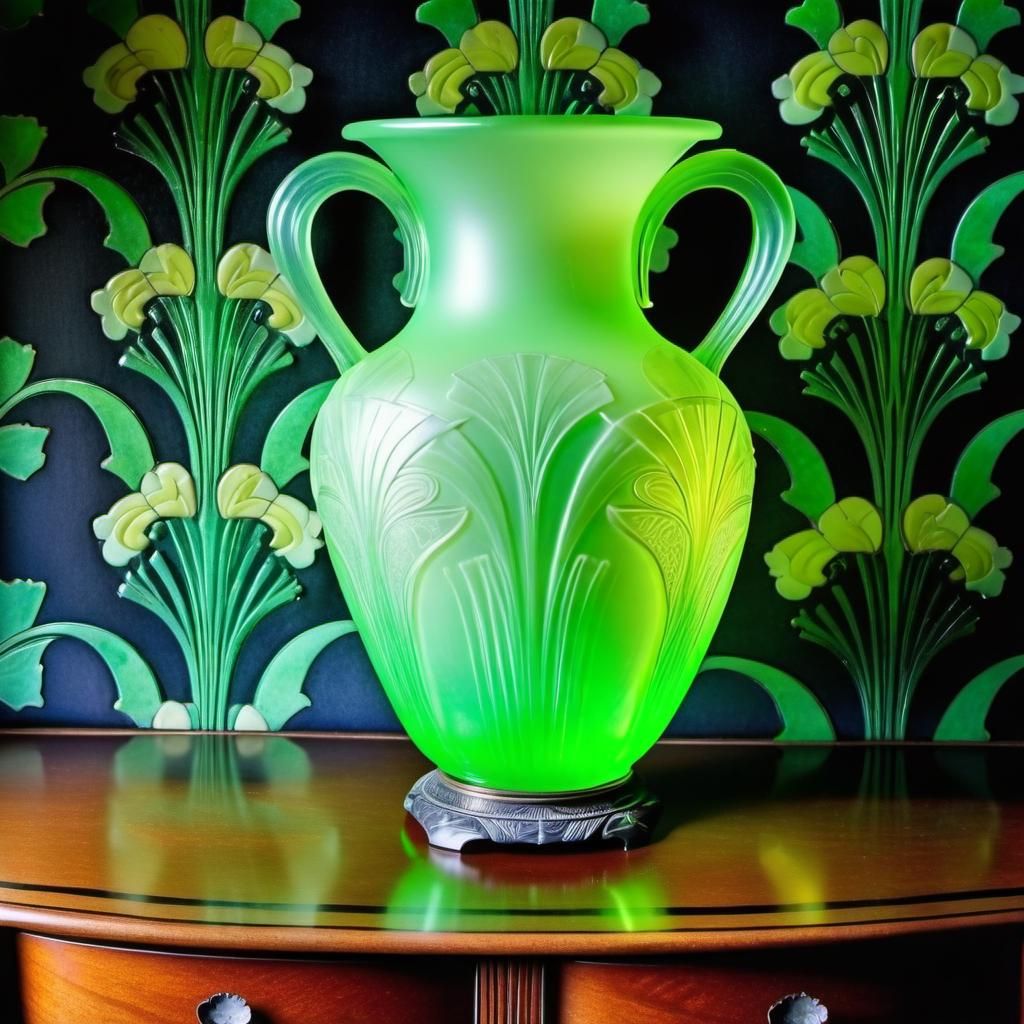 Uranium glass vase - AI Generated Artwork - NightCafe Creator