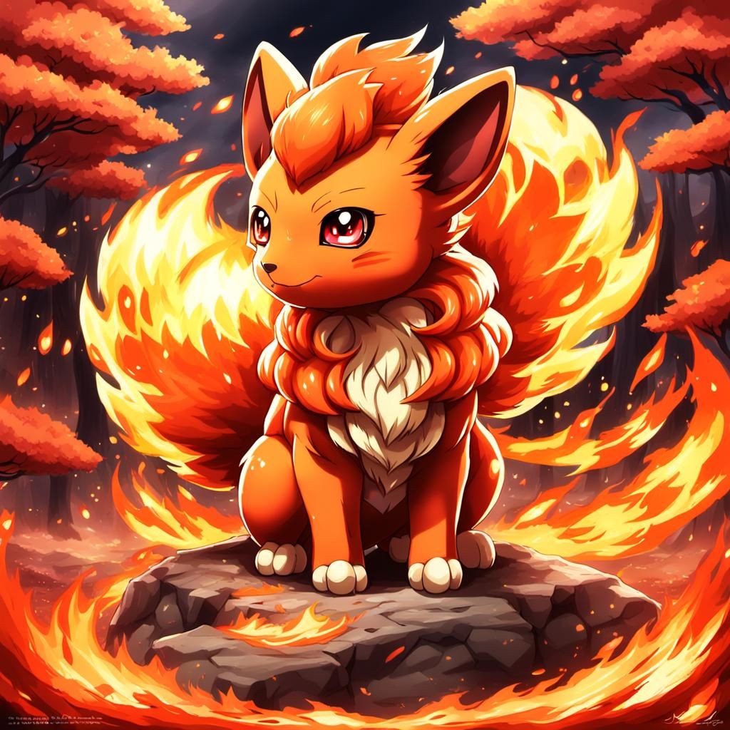 Vulpix fire-type Pokemon. - AI Generated Artwork - NightCafe Creator