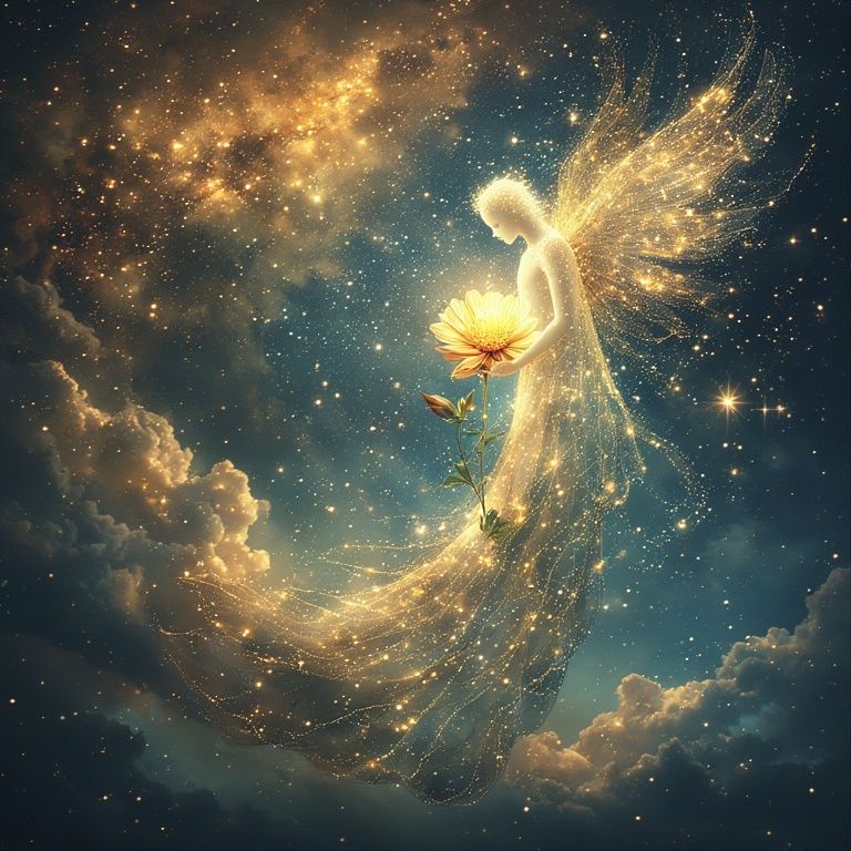 gently cradles a wilting flower