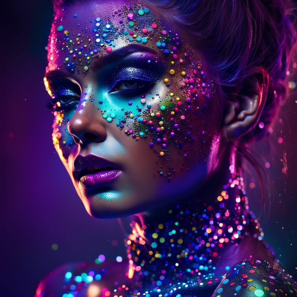 Glittering Hyperrealistic Portraits in Glitterpunk Style