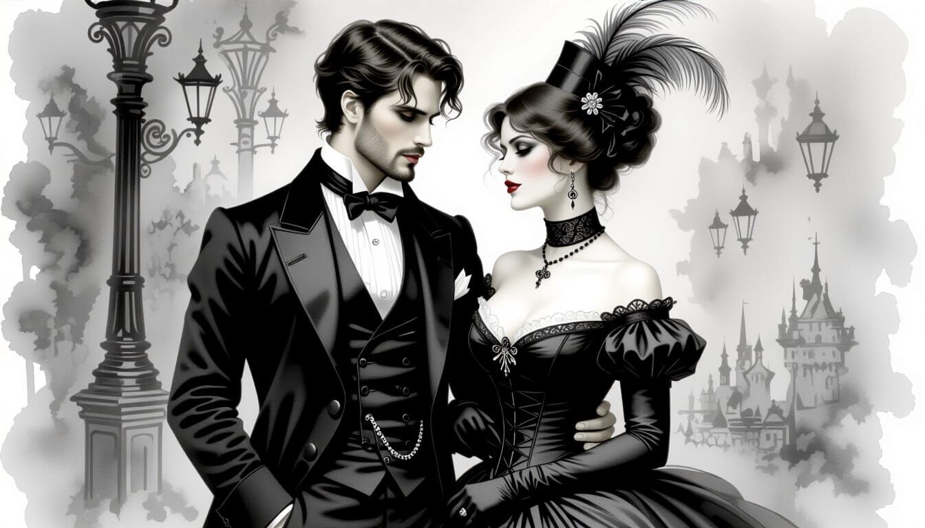 Victorian man meets Gothic woman.  by @Joris