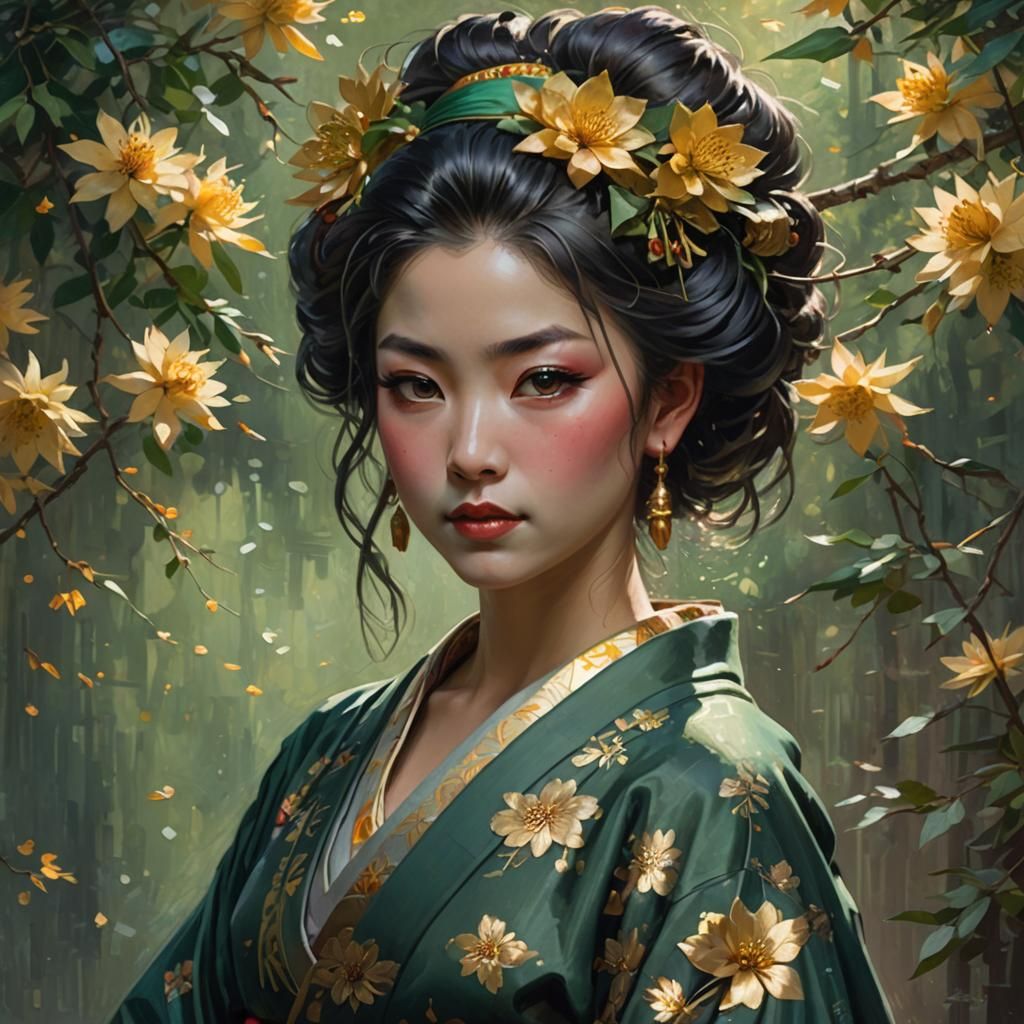 Beautiful Samurai Geisha - AI Generated Artwork - NightCafe Creator