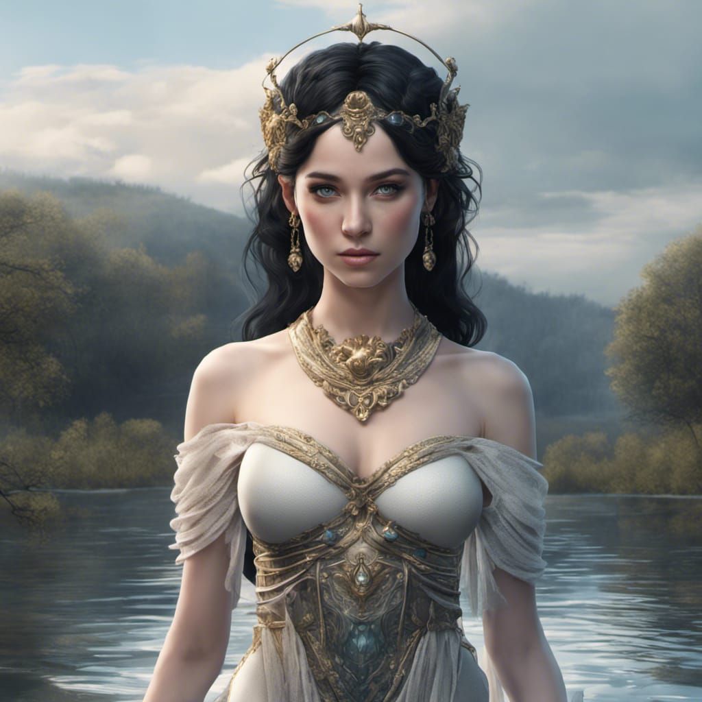 goddess of the river
<br><br>  danube classically simple style likeable
<br><br>  pale skin black hair beautiful soft cute
<br><br>  