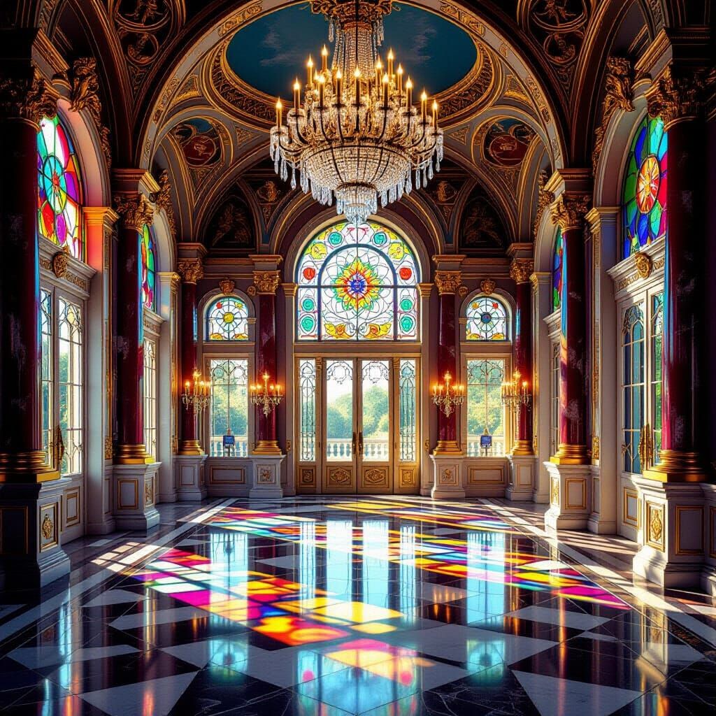 A golden castle room.