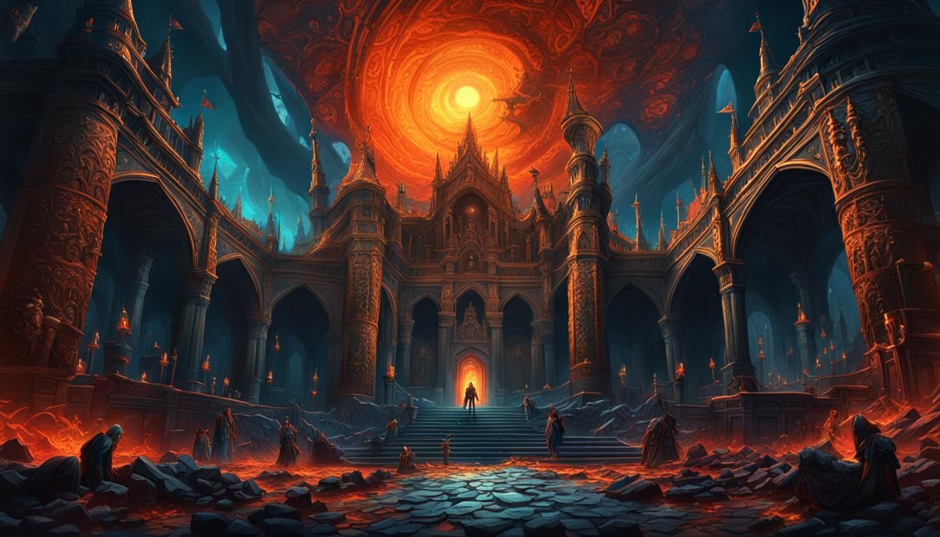 Epic Dark Fantasy Martyr in Vibrant Splendor