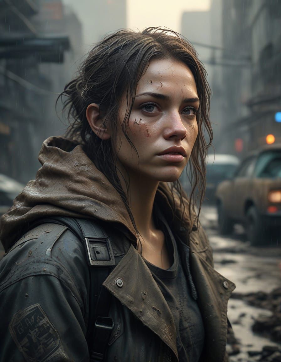 Miserable Post-Apocalyptic Soldier with Crystal Wings