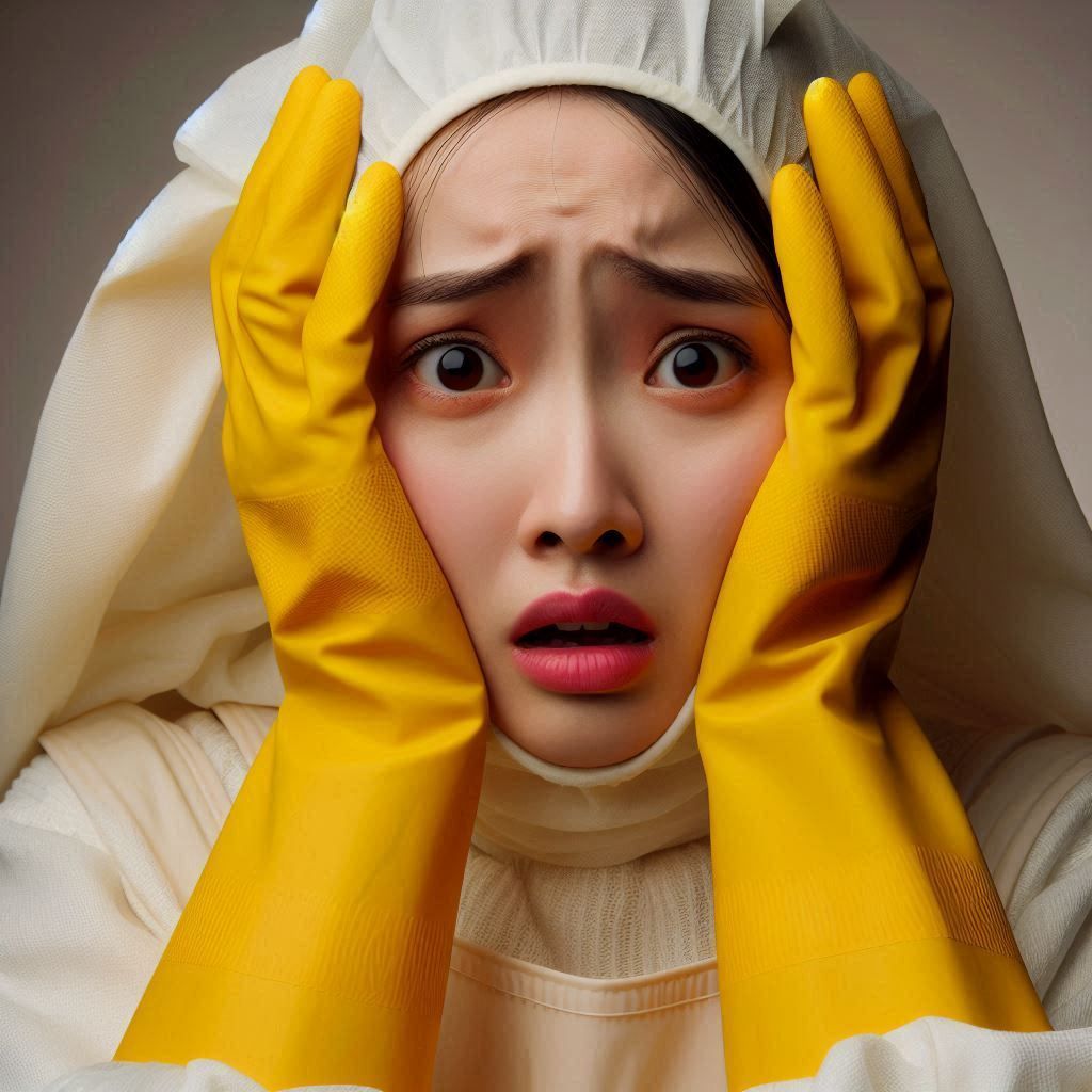 Face of a 25 year old Chinese woman with overwhelmed facial ...