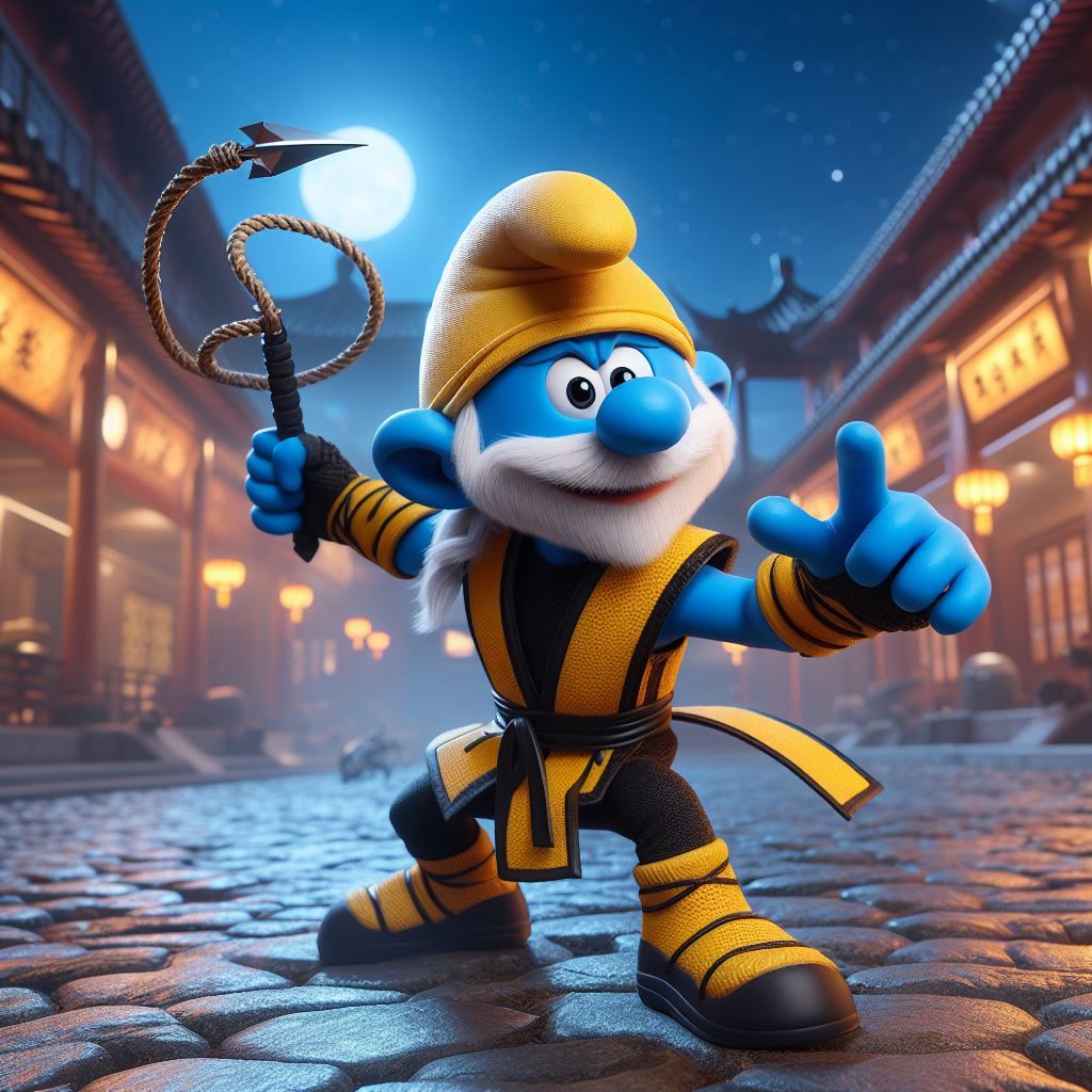 Papa Smurf is ready for battle as the new Scorpion.