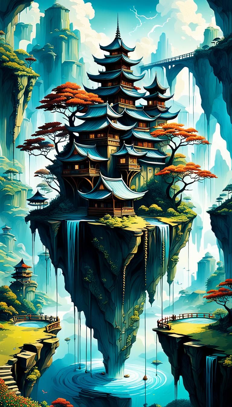 A Mystical Pagoda Haven  by @Xianshi