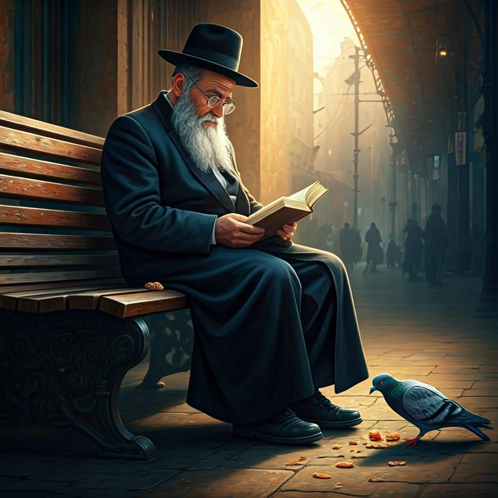 Haredi Man Lost in Thought at Train Station