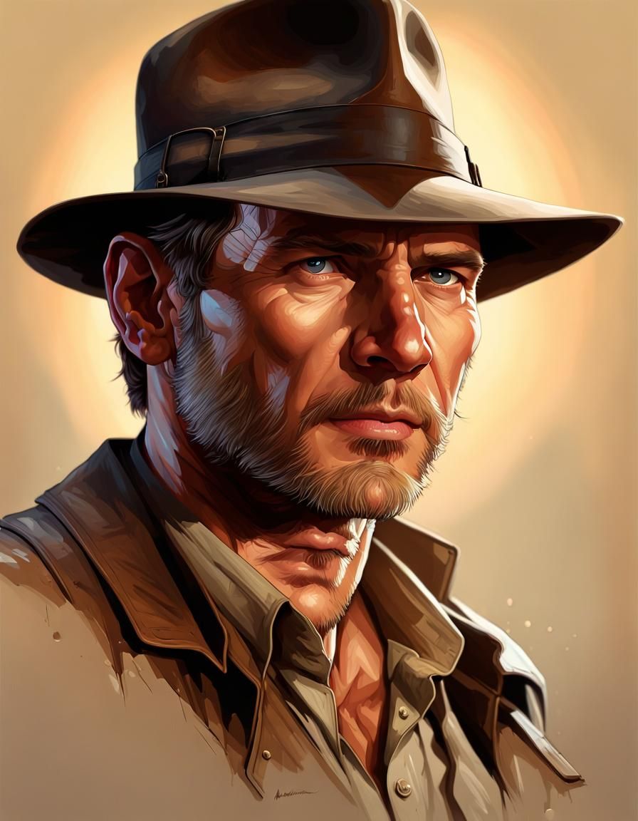 Indiana Jones portrait, 8k resolution concept art portrait by Greg Rutkowski, Artgerm, WLOP ...