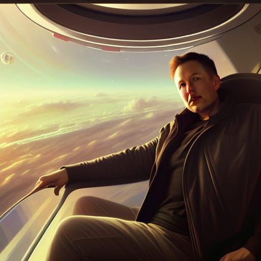 photorealistic, "Elon Musk in a space capsule" - AI Generated Artwork