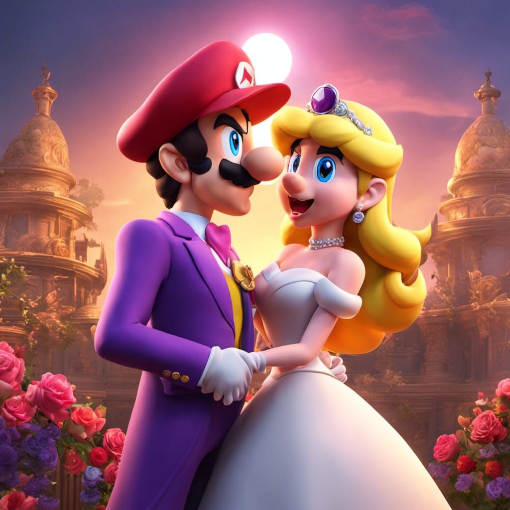 Princess Peach Marries Waluigi - AI Generated Artwork - NightCafe Creator