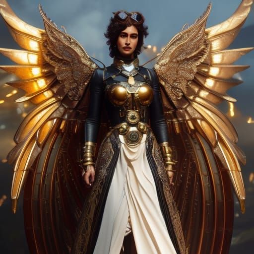 Winged Steampunk Goddess - AI Generated Artwork - NightCafe Creator