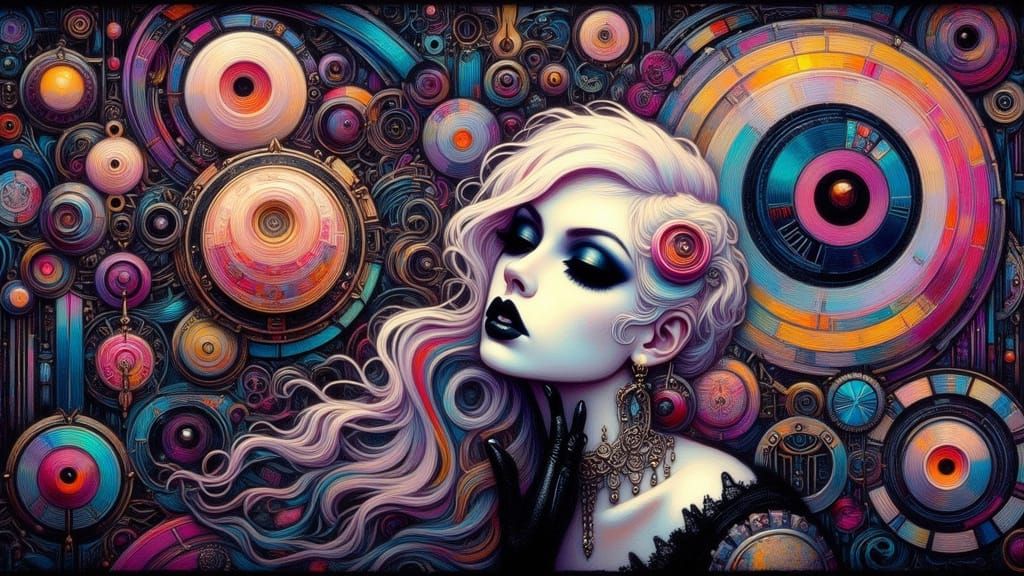 A vibrant, abstract representation of a dream, where fragmented memories and emotions coalesce into a surreal landscape. Floating geometric ...