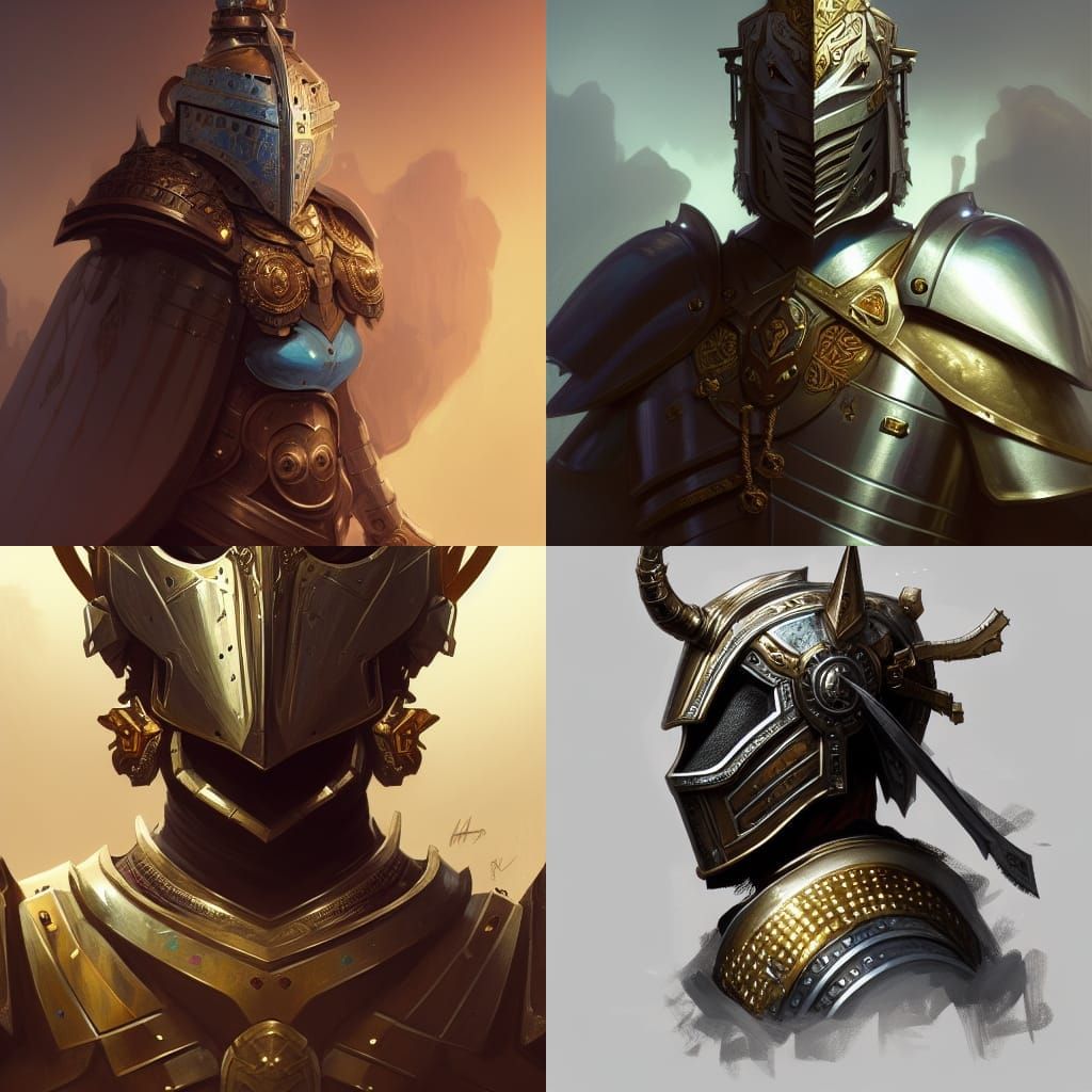 Epic Knight Portrait in Hyperdetailed Style with Triadic Col...