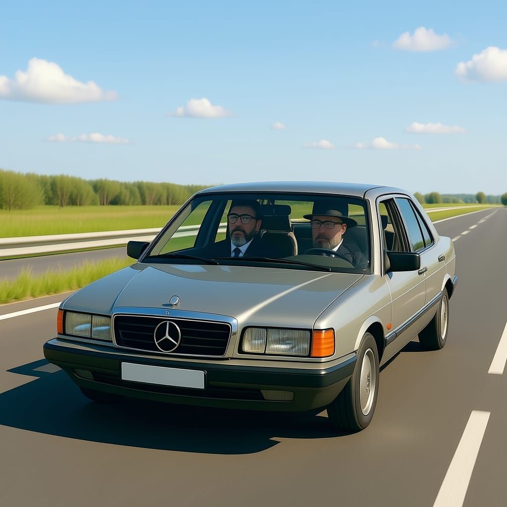 Orthodox Jewish Men Entering Car on Manhattan Street