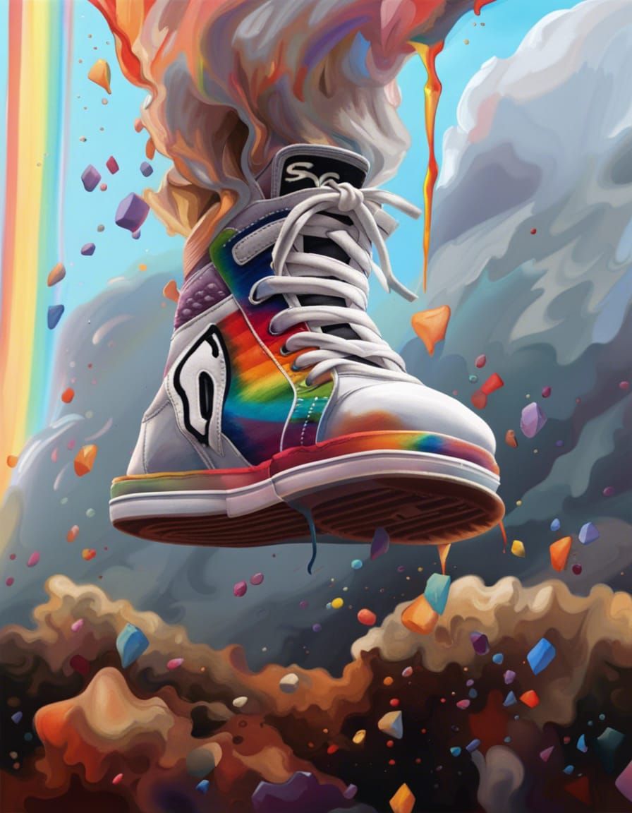 Premium Photo | Shoe with color burst explosion flow