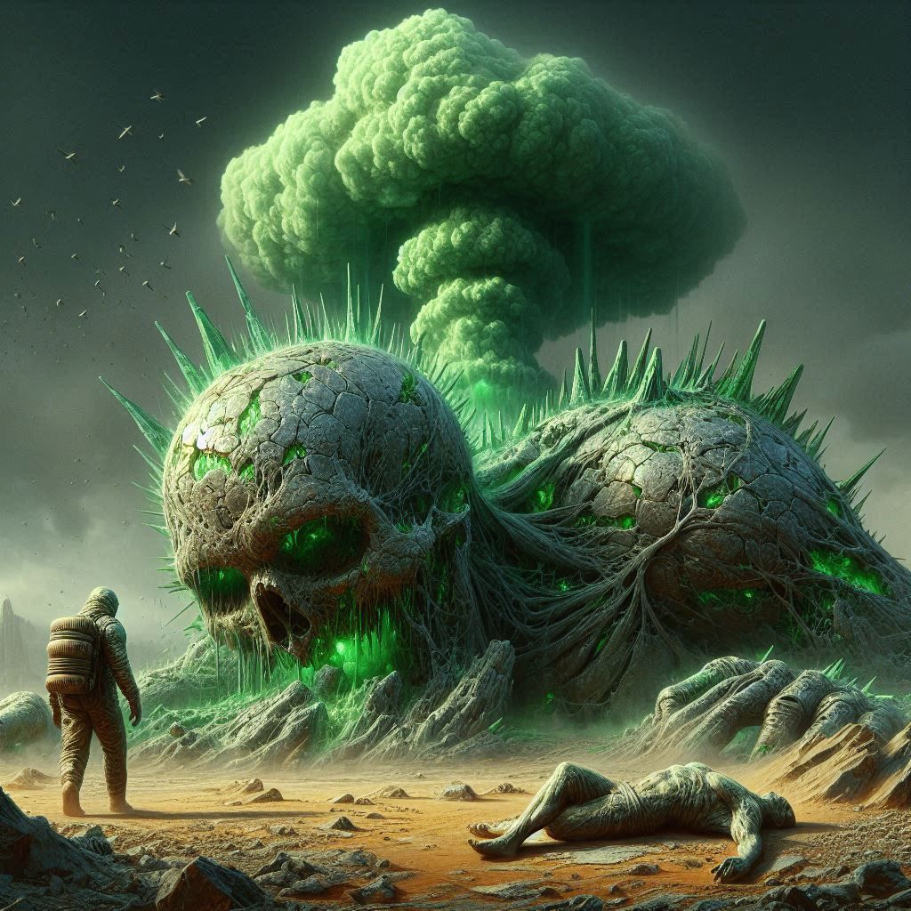 Fall of irradiated titan releasing a nuclear explosion