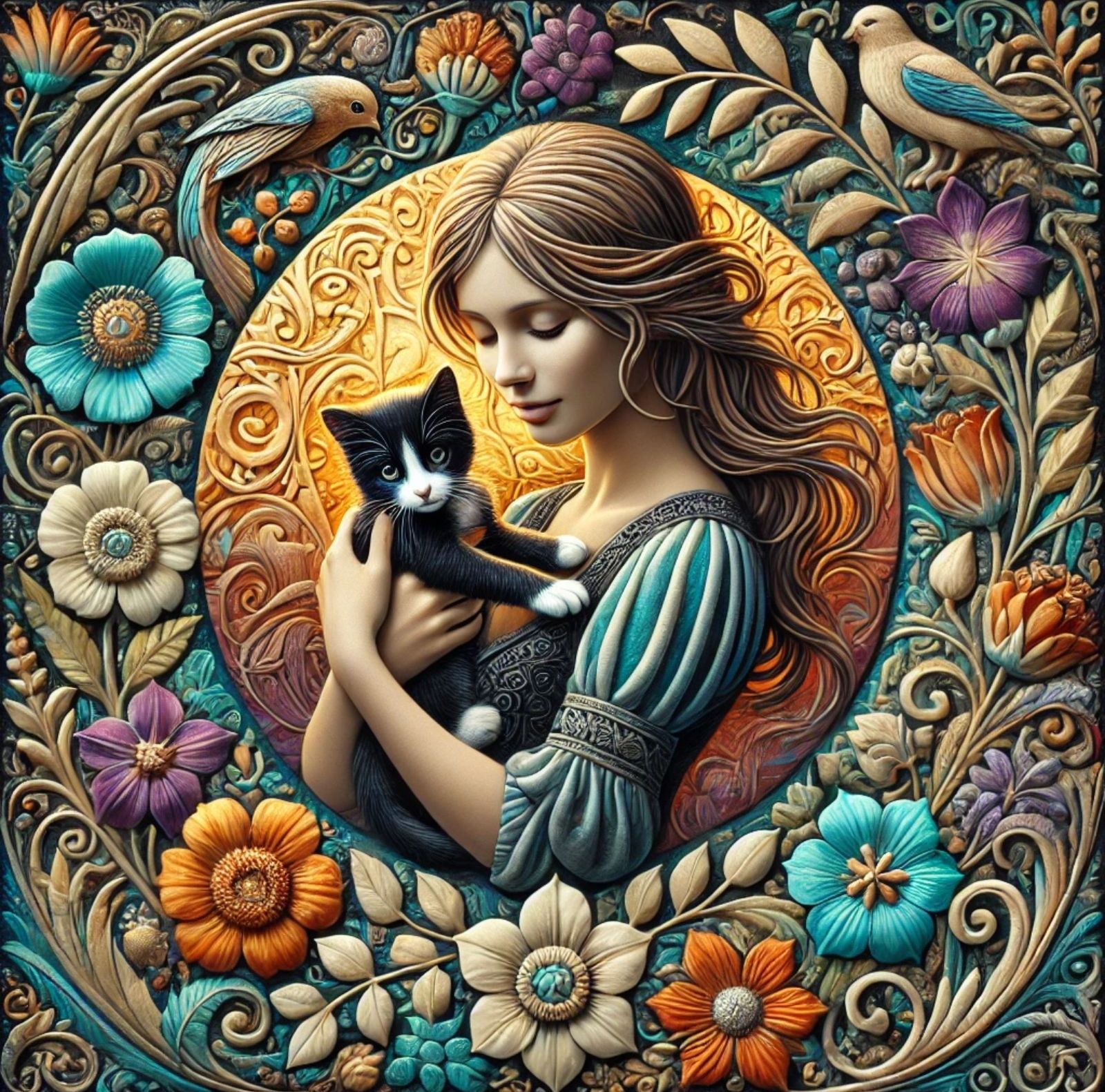Girl and Cat