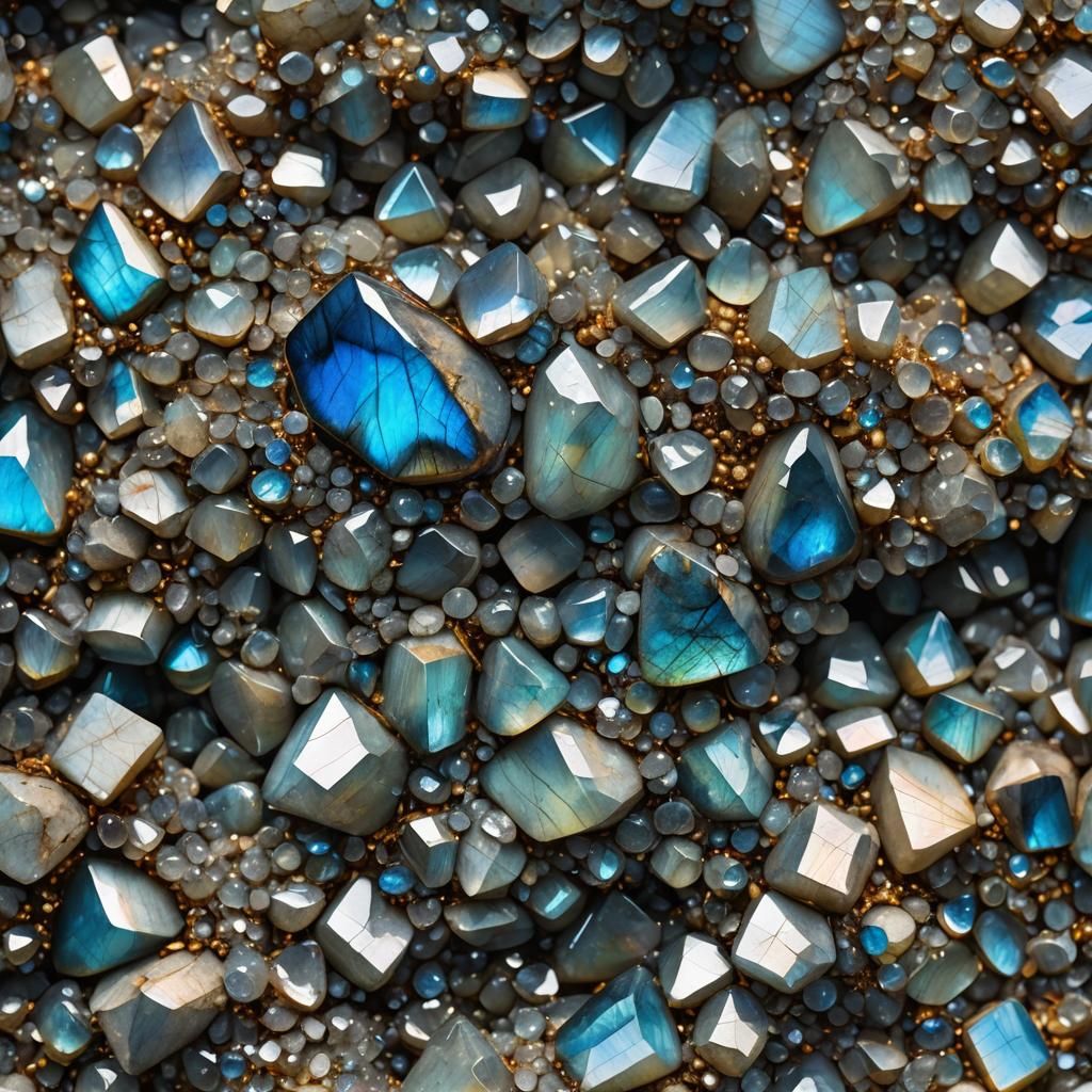 Vibrant Labradorite Crystal Cluster in Jewel Tone Macro