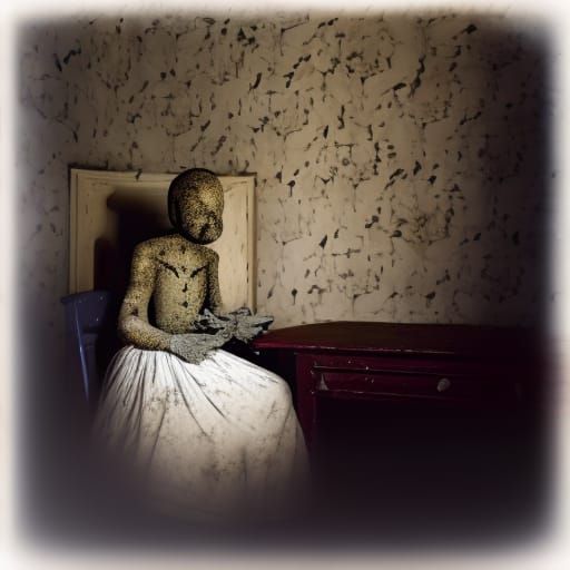 dark bedroom, haunted, cobwebs, dark, dust spiderwebs, ghost...