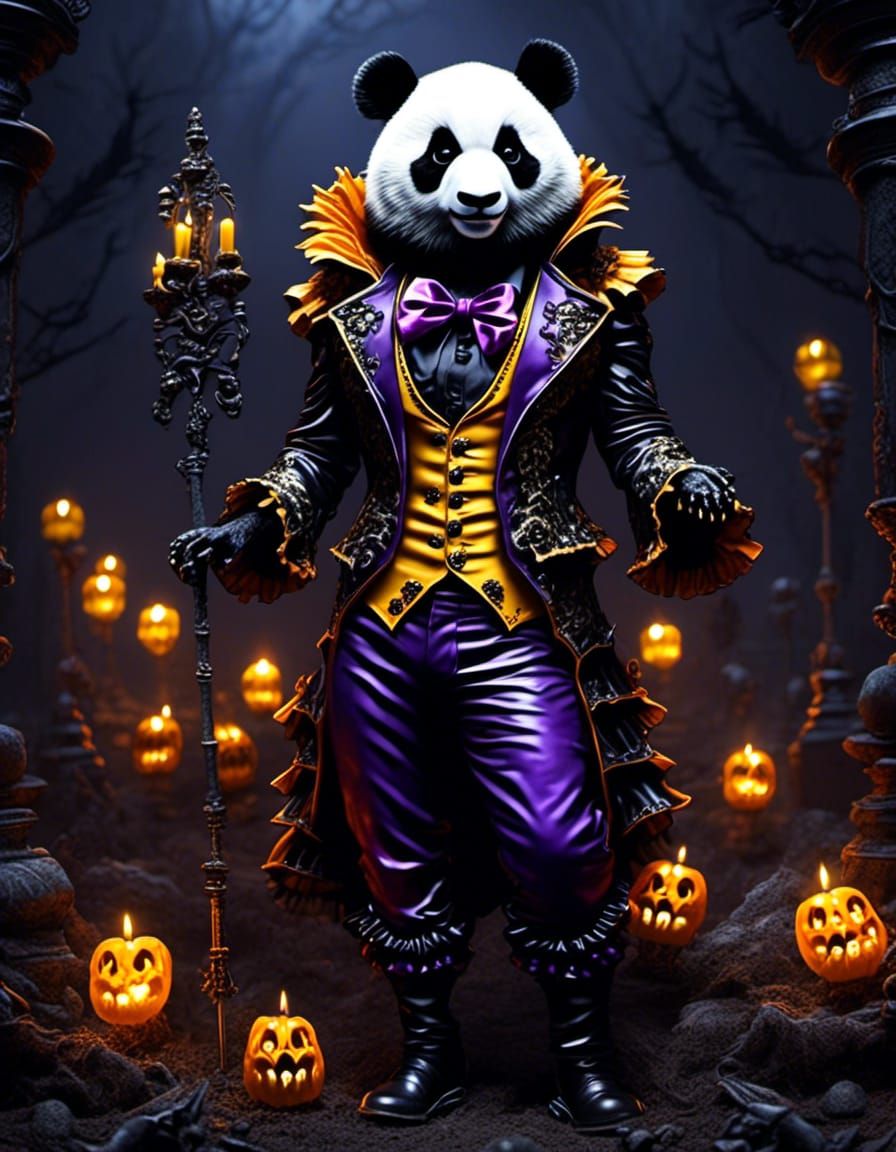Rococo-Horrorcore Panda Yellow and Purple
