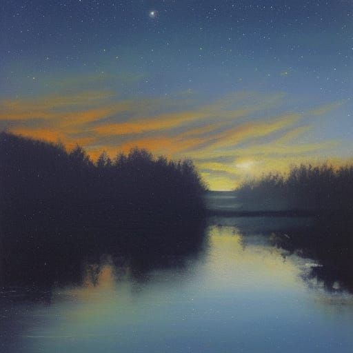 Stary night sky over still water - AI Generated Artwork - NightCafe Creator