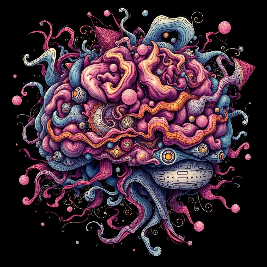 a disordered mind - Vibrant Abstract Brain Fractal