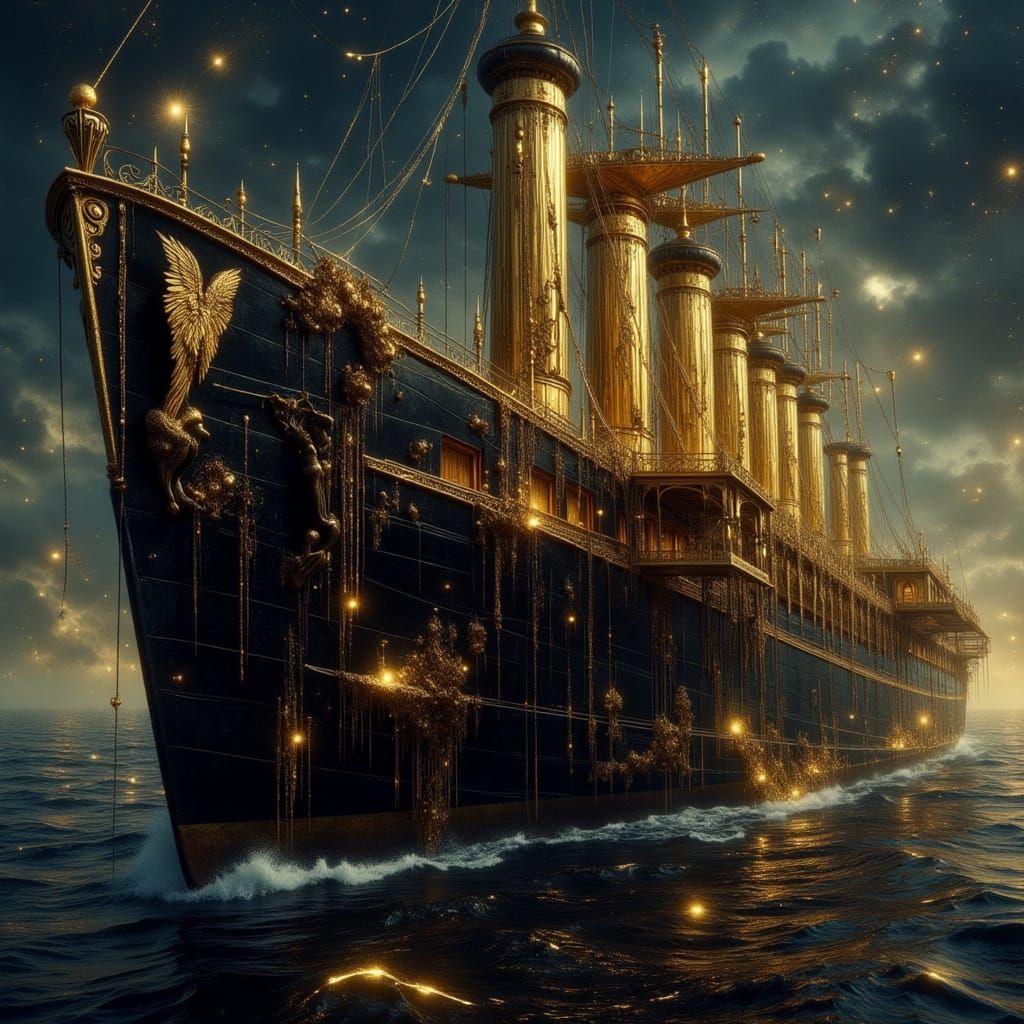 The Black Deco Obsidian Ship of the Silent Architect  by @Hedera Argos 