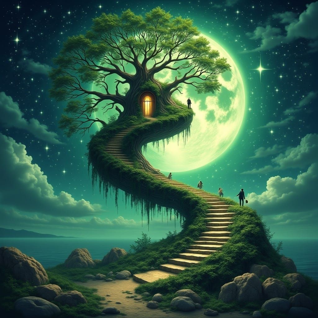 Spiral wonder fairy tree house of epic royal queen green  