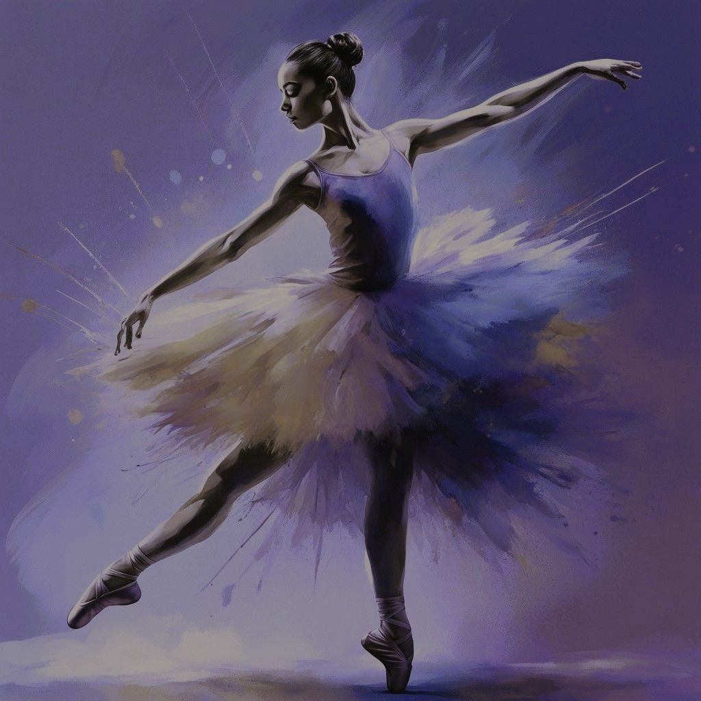 Colorful graffiti illustration of a dancing ballerina, fract...