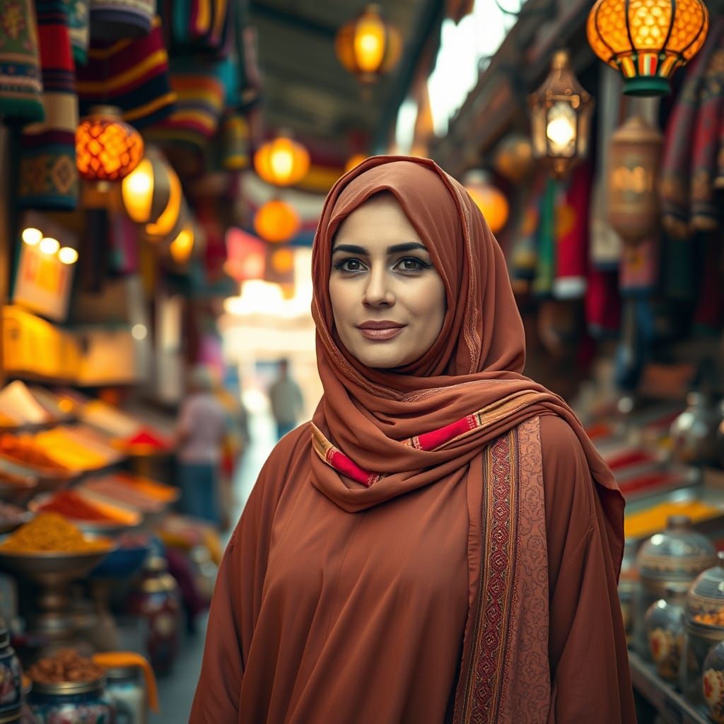 Vibrant Market Scene in Middle Eastern Style