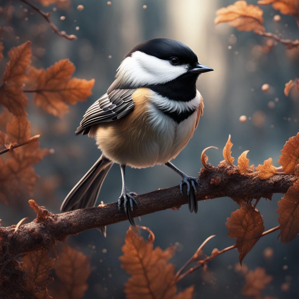black capped chickadee  by @Kelandra